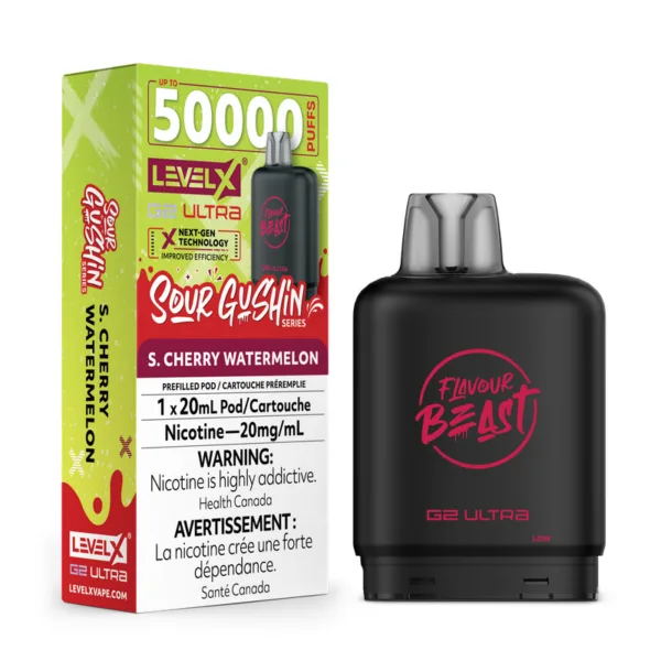 Level X Flavour Beast Sour Gushin' G2 Ultra 50K Pod - S. Cherry Watermelon