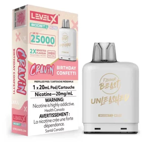 Level X Flavour Beast Cravin' G2 Boost 25K Pod - Birthday Confetti