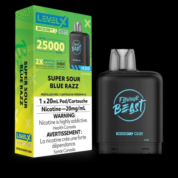 Level X Flavour Beast G2 Boost 25k Pod - Super Sour Blue Razz Iced