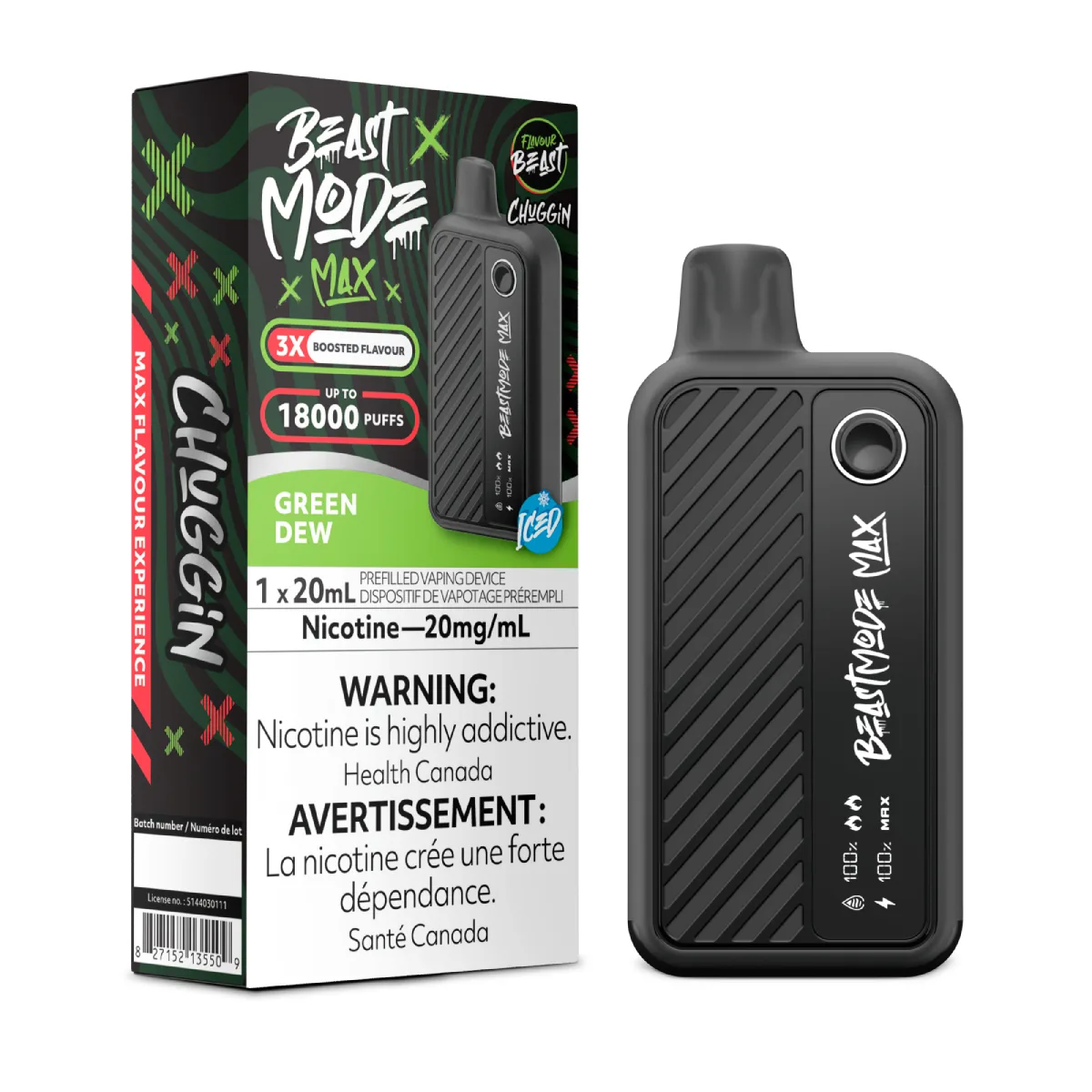 Flavour Beast Mode Max 18k - Chuggin' Green Dew Iced