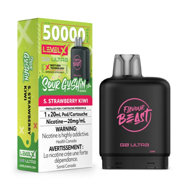 Level X Flavour Beast Sour Gushin' G2 Ultra 50K Pod - S. Strawberry Kiwi