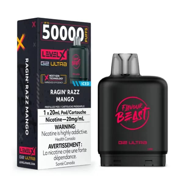 Level X Flavour Beast G2 Ultra 50K Pod - Ragin' Razz Mango Iced