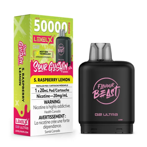 Level X Flavour Beast Sour Gushin' G2 Ultra 50K Pod - S. Raspberry Lemon
