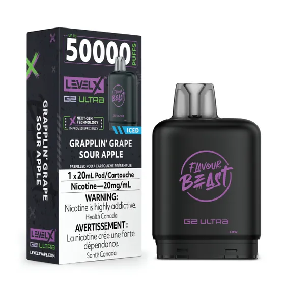 Level X Flavour Beast G2 Ultra 50K Pod - Grapplin’ Grape Sour Apple Iced