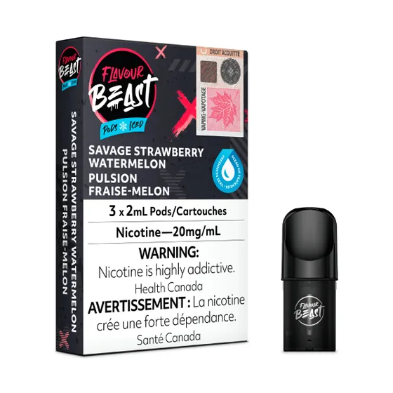 flavour beast savage strawberry watermelon iced (3 pack)