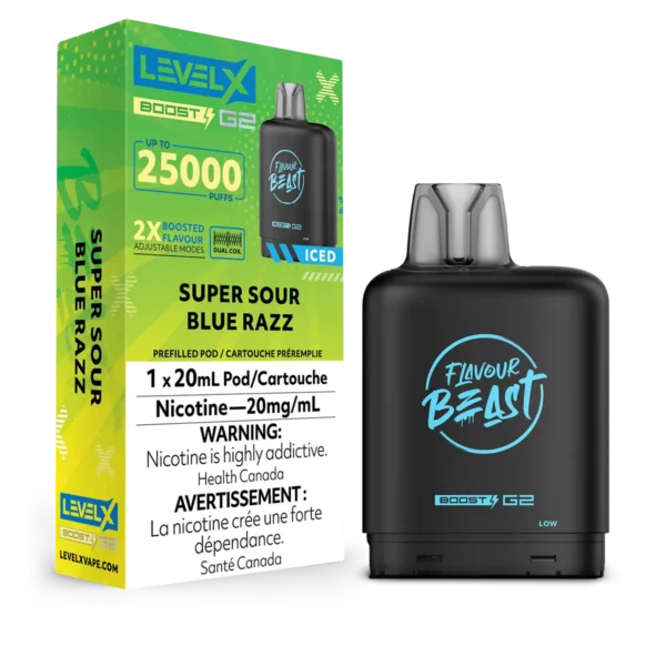 Level X Flavour Beast G2 Boost 25K Pod - Super Sour Blue Razz Iced