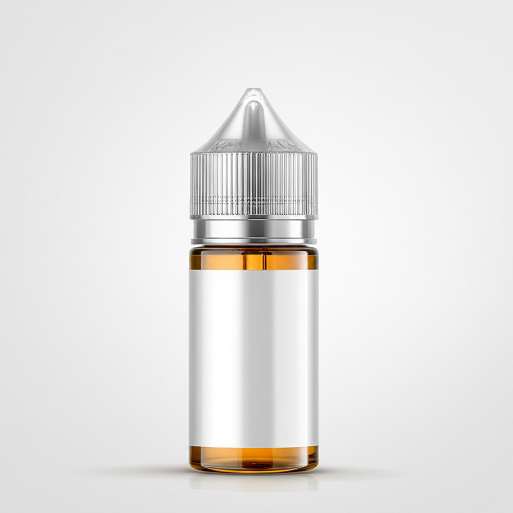 How Many Puffs in a Bottle of Vape Juice A vape juice bottle with amber liquid for puff count and cost per puff guide